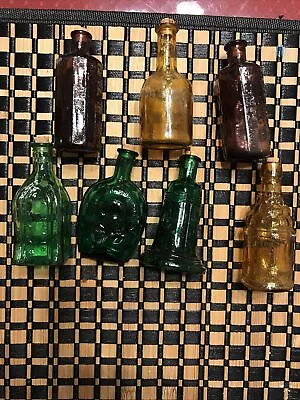 Lot Of 7 Vintage Wheaton Bottles Horseshoe Franklin Wine Shape W/Cork & Tonic • $35