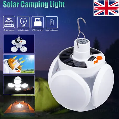  Camping Light USB Rechargeable Solar Powered LED Bulb Outdoor Garden Tent Lamp • £6.49