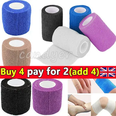 UK Self-Adhesive Cohesive Bandage Ankle Wrist First Aid Sports Medical.TapeWrap • £1.31