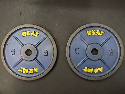 Vintage Milled York Beat Army 45 Lb Cast Iron Weight Plates • $995