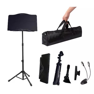 Folding Metal Sheet Music Stand With Sheet Music Clip & Reading Light Carry Bag • $29.99