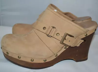 UGG Platform Clogs Studded Wooden Wedge Heels NATALEE Women’s Shoes Size UK 6 • £29.99