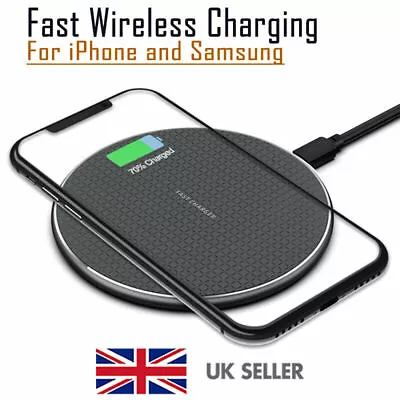 QI Fast Wireless Charger Charging Pad Dock ForAndroid Samsung Cell Phones • £5.50