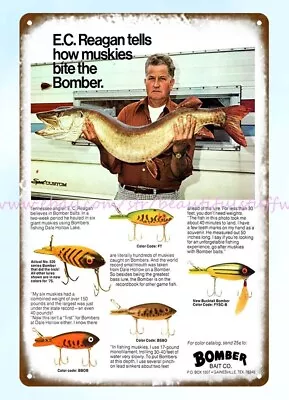 Man Cave  1975 Bomber Bait Bucktail Bomber Fishing Lure Muskies Metal Tin Sign • $18.89