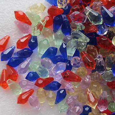£4.99 • Buy 100 Clear Glass Tear Drop Beads Size 13x 7mm Hole 1mm Craft Jewellery Making