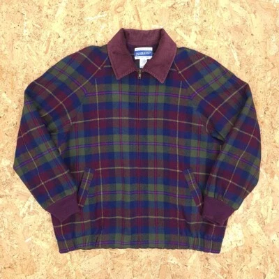 £39.99 • Buy Vintage Womens PENDLETON Wool Harrington Jacket | Ladies Check Plaid | Large