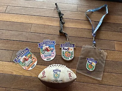 Jan 4 2005 Fedex Orange Bowl USC Vs OK 2 Tickets Patch Pin Lanyard Football • $49