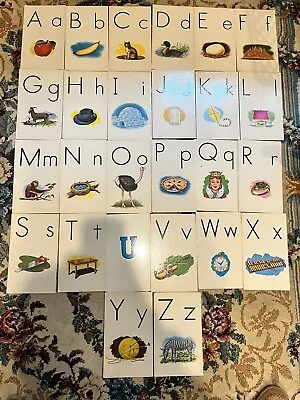 Vintage Full 26 Pcs Set Of ABC Alphabet Flash Cards Perfect For Framing • $20