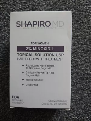 Shapiro MD Minoxidil 2% Hair Regrowth Topical Solution For Women - 2oz NEW • $17.50