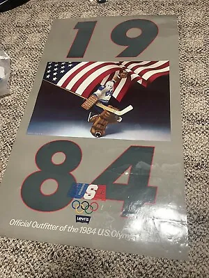 1984 Olympic Hockey Poster Rare Levi’s Jeans USA  22x36 Miracle On Ice Original • $29.99