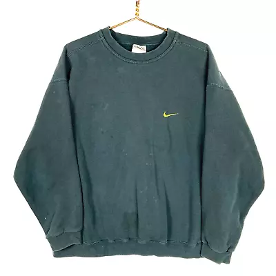 Vintage Nike Sweatshirt Crewneck Extra Large Green 90s Made In Usa • $42.49