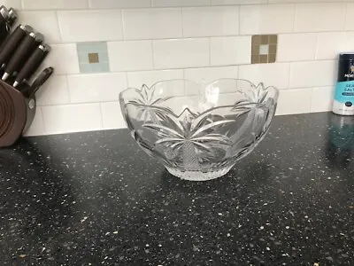 $35 • Buy Large Palm Tree Shannon Crystal Bowl By Godinger - Great Condition