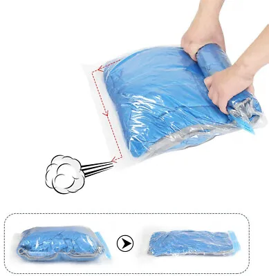 £9.99 • Buy 4Pcs Roll Up Compression Vacuum Storage Bags Travel Home Luggage Space Saver Bag