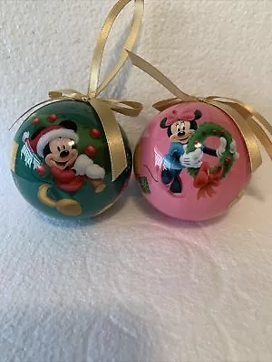 2 Mickey Mouse And Minnie Mouse Christmas Baubles - Festive Decorations Disney • $18.99