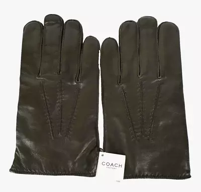 Coach NWT Auth Size M Medium Brown Leather Gloves Cashmere Lined AS IS • $47