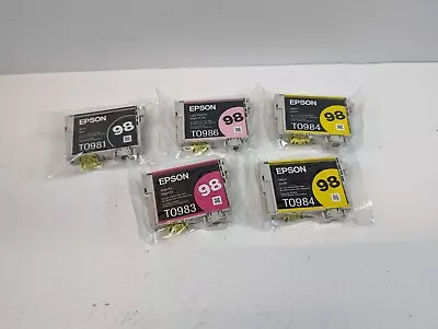 Lot Of 5 Epson 98 Ink Cartridges 2 Yellow 1 Light Magenta 1 Magenta 1 Black • $24.95