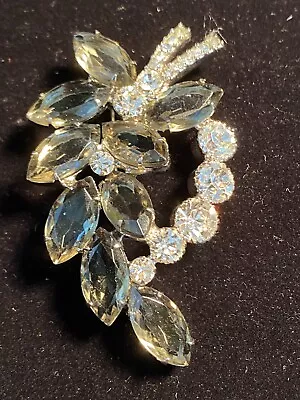 Vintage Jewelry HUGE Prong Set Open Back Green Rhinestone Floral Statemen Brooch • $32.50