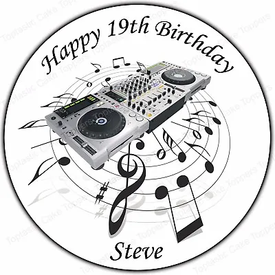 Personalised DJ Decks Music Notes Edible Icing Birthday Party Cake Topper • £4.65