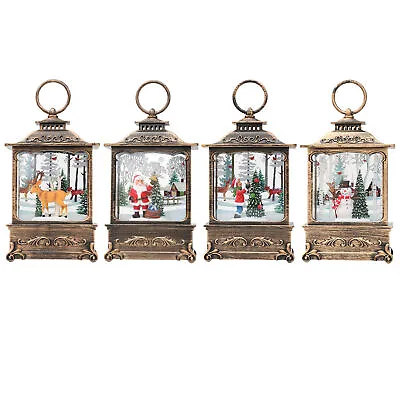 Christmas Snow Globes Lighted Water Lantern Glittering With Music Battery • $16.19