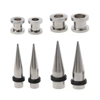 7mm And 9mm Stainless Steel Ear Tapers Tunnels Ear Studs Stretching Kit 2 Pairs • £5.81