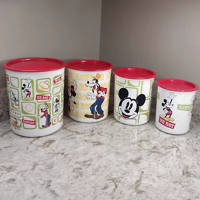 Set Of 4 Tupperware Disney Canisters Mickey Mouse Minnie Goofy Donald Duck READ • $69.99