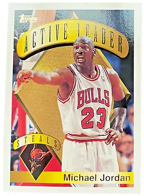 Michael Jordan 1995-96 Topps Active Steals Leader NBA Card #4 Chicago Bulls #23 • $7.95