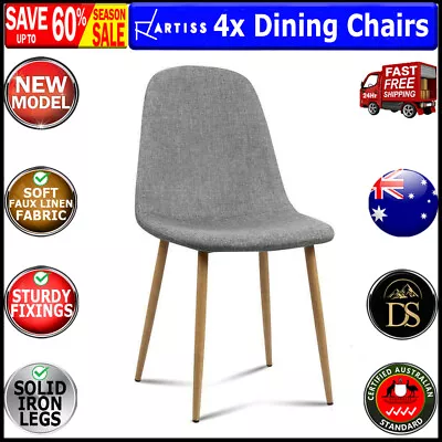 $143.65 • Buy Artiss Dining Chairs Fabric Chair Seat Kitchen Cafe Modern Iron Light Grey X4