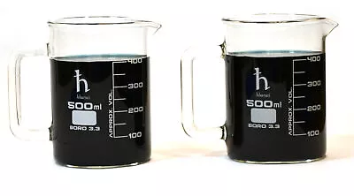 Beaker Mugs Laboratory Borosilicate 16.9oz (500mL) Capacity - Pk Of 2 Mugs • $41.99