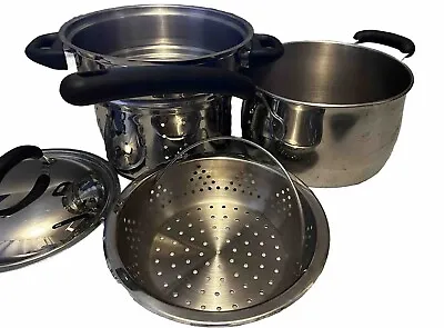 MEYER 18/10 Stainless Steel 3.8 Litre / 4Qt Saucepan Stock Pot Steamer Insert • £49.99