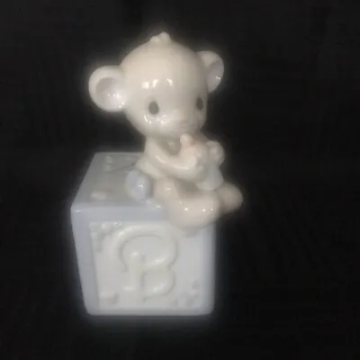 Vintage Enesco Precious Moments Monkey Bank Block Porcelain  BABY Nursery 1990 • $10