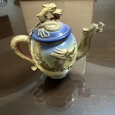 Nini Hand Painted Miniature Golden Dragon Teapot Oriental Japan • $21