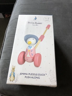 £10 • Buy Peter Rabbit Jemima Puddle-Duck Boxed Push Along Wooden Toddler Toy