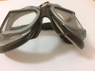 + Genuine Original Pilots Flying Goggles From Ww2 Leather Raf Good Condition • £269
