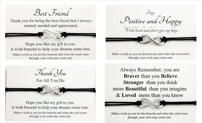 £1.80 • Buy Handmade Infinity Charm Wish Bracelet Family Friendship Inspirational Gift Bags