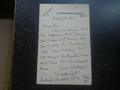 £3 • Buy 1928 Beaufort Gardens, Chelsea, London SW3 Hand Written Letter Printed Notepaper