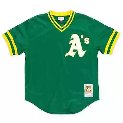 Men's Mitchell & Ness Green MLB Oakland Athletics Reggie Jackson Pullover Jersey • $79.95