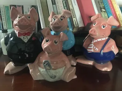 4 X Wade NatWest Pigs Family  Original Stoppers 1980s • £60