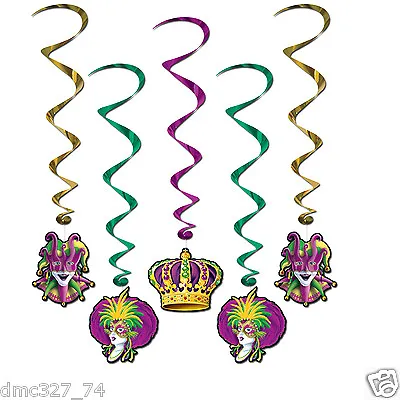 MARDI GRAS Fat Tuesday MASQUERADE Party Decoration Hanging Jester Crown WHIRLS • $9.99