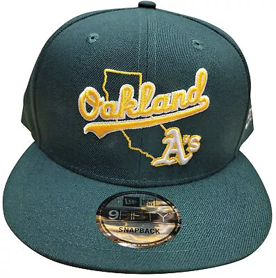 Men's New Era 9Fifty MLB Oakland Athletics Green/Yellow Logo State Snapback • $29.95