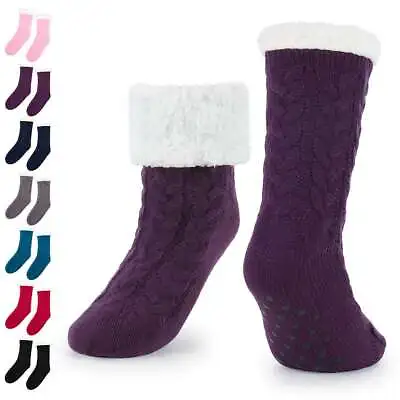 Mens Womens Winter Sherpa Fleece-lined Cozy Fuzzy Thermal Slipper Socks Indoor • $9.79