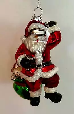 Blown Glass Gaming Santa~christmas Ornament~glitter~virtual~gamer~nwt • $34.91