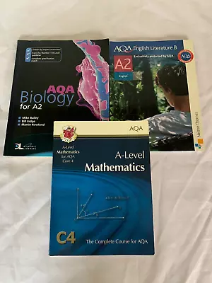 3x Mixed AQA A-Level Revision Books Mathematics English Literature B Biology A2 • £9.99