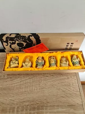 Set Of 6 Laughing Buddha Figures Chinese Japenese Feng Shui New In Box • £24