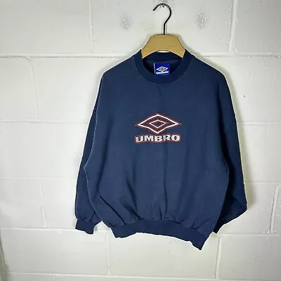Vintage Umbro Sweatshirt Mens Medium Blue Red Drill Liam Gallagher 90s Pullover • £53.95