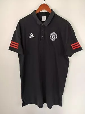Manchester United Polo Shirt Adidas Black Soccer Football Futbol Mens XL • $21.81