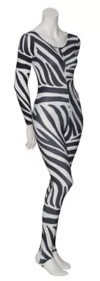 KDC012 Zebra Animal Print Long Sleeve Stirrup Dance Catsuit By Katz Dancewear • £19.50