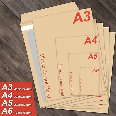 A4 A3 A5 C6 A6 Please Do Not Bend Hard Card Board Backed Manilla Envelopes Brown • £1.99