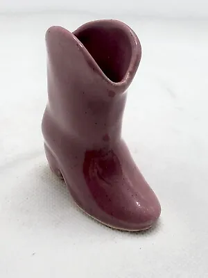 Vintage Mini Rose Pink Dark CERAMIC Shoe/cowboy Boot 1940s - With Note And Date! • $14.99