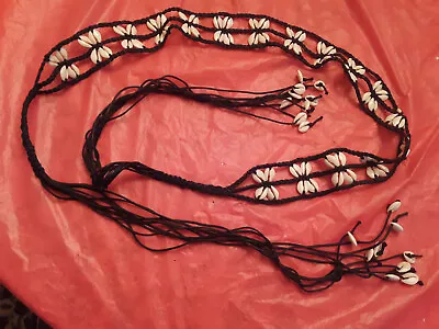 COWRIE SHELL Vintage Braided MACRAME Boho Belt ADJUSTABLE • $15