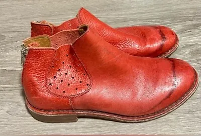 MOMA Burnt Red Leather Eyelet *FLAWED* Zip Back Ankle Boots Size 39 US 8.5-9 • $35
